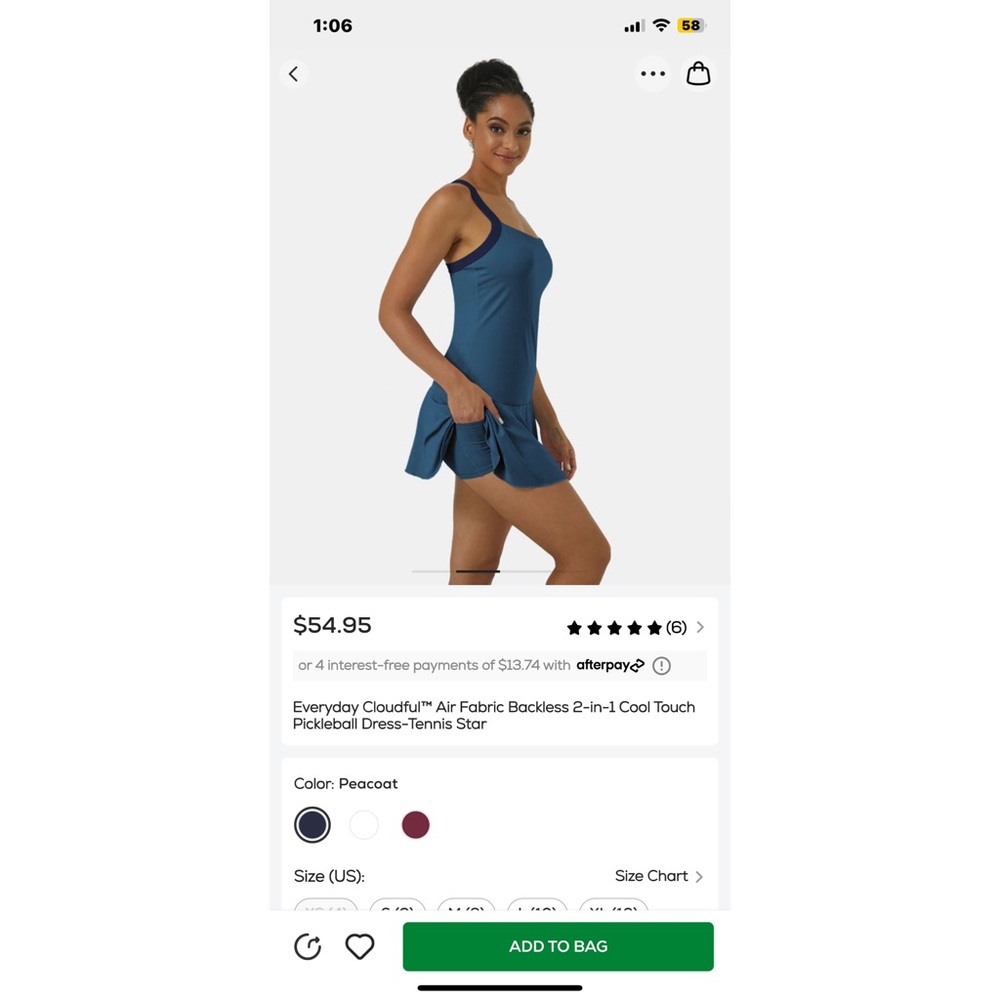 HALARA Everyday Cloudful Backless 2in1 Dress-Tennis Star. NWT *everyday *pickle - Picture 8 of 10